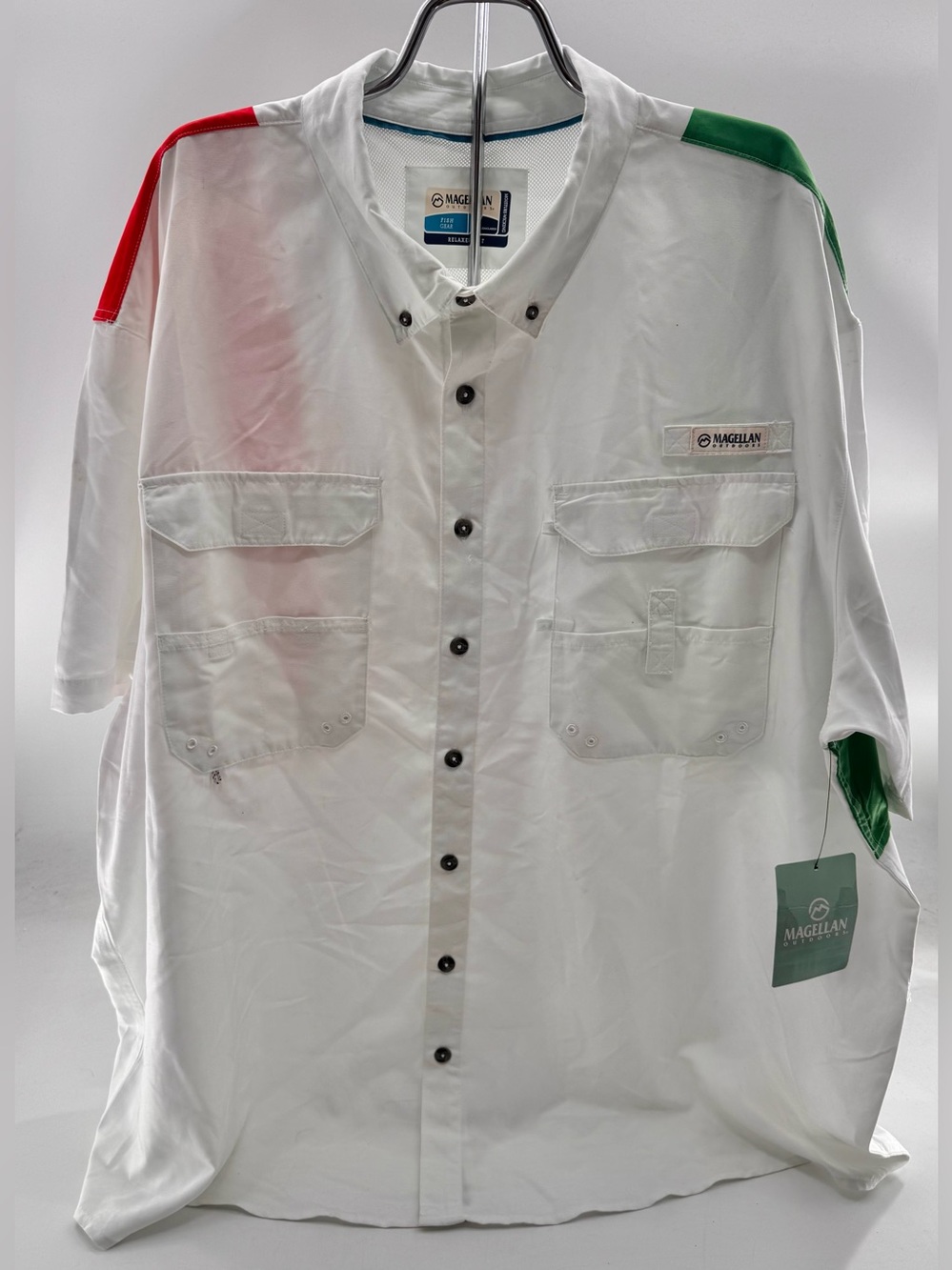 Magellan Outdoors Mexico Flag Fishing Shirt NEW W DEFECTS Size 3XL Button Down